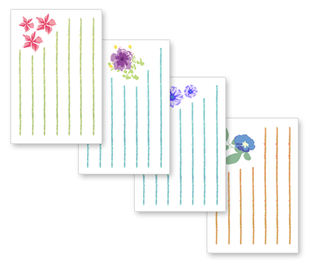 フリー 暑中見舞い 夏らしい花のはがき 4パターンです コドモとデザイン